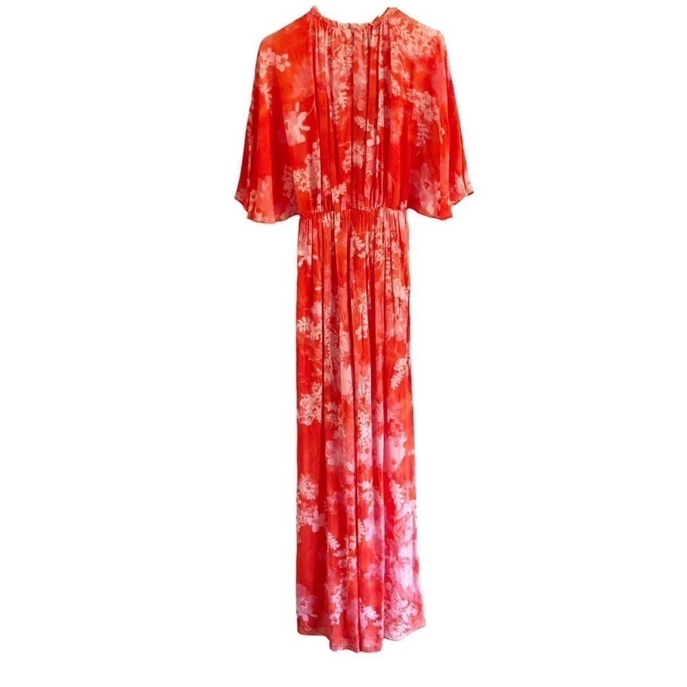 Pinko Jumpsuit Aquarius Tuta Georgette Hibiscus Floral Orange Size 4 - Picture 12 of 16
